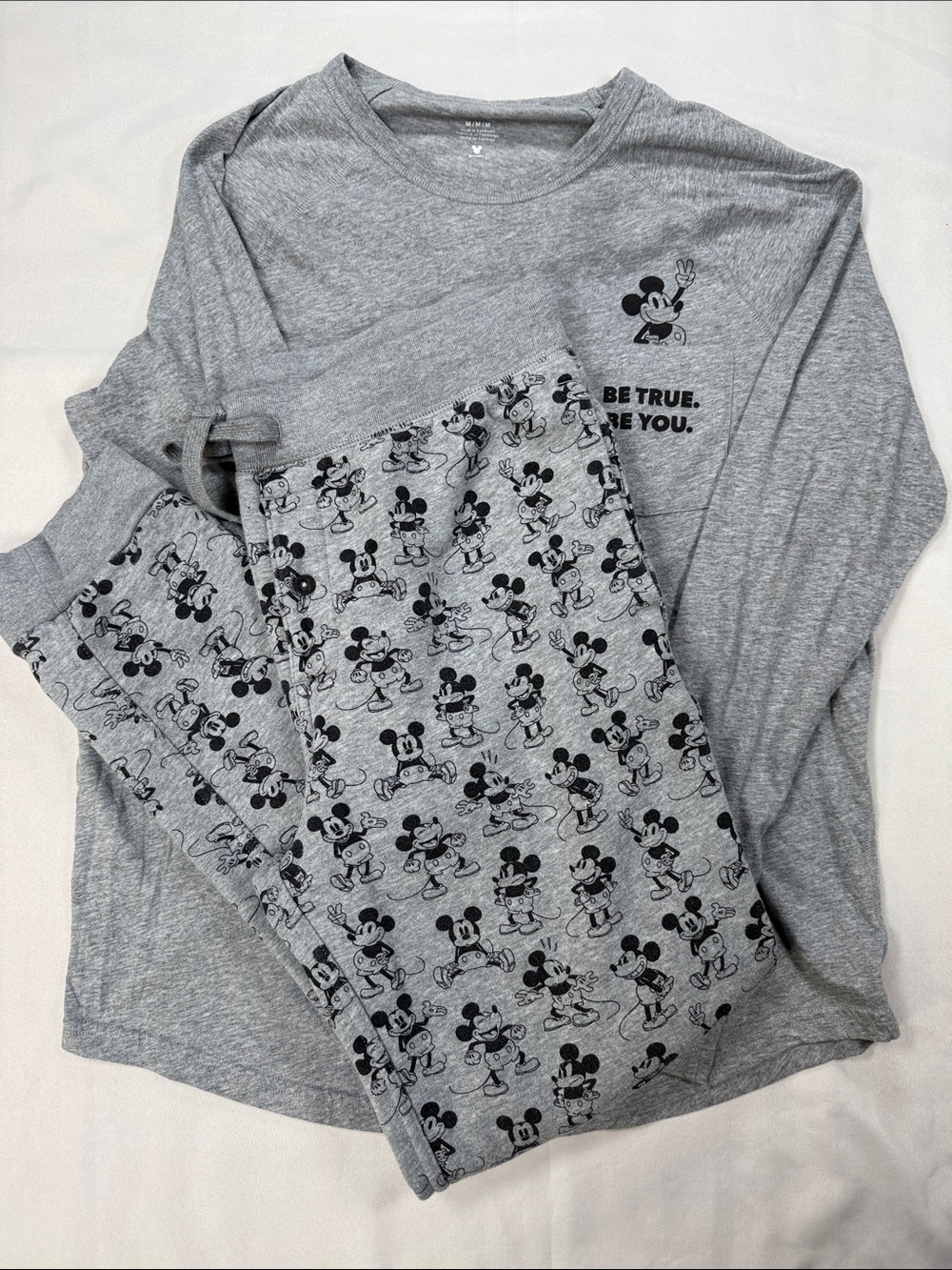 American Eagle Women's Set T-Shirt & Gray Mickey Mouse Print Pajama Joggers